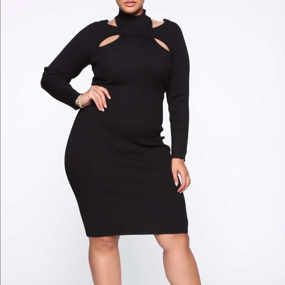 Black midi turtleneck dress